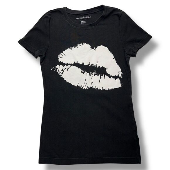 Norma Kamali - Women's Graphic Organic Cotton Short-Sleeve Tee Black Small - Picture 1 of 7
